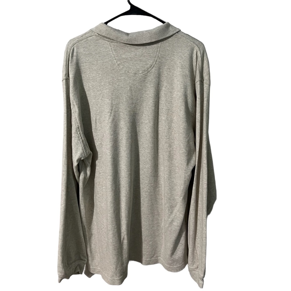 IZOD Henley Polo Sweater Beige Pullover Logo Cotton Mens XL - Picture 2 of 3